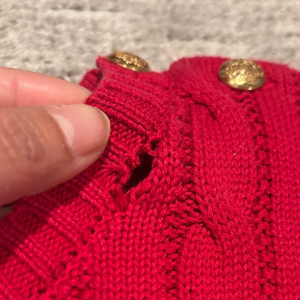 Lauren Ralph Lauren Red Cable Knit Sweater size L - Picture 11 of 12